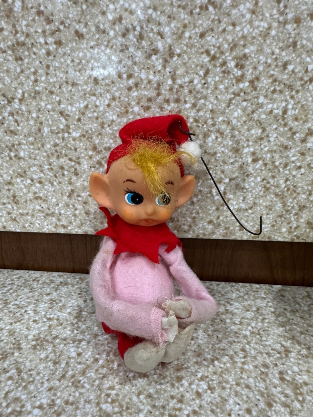 Vintage Rubber Face Elf Holiday Ornament